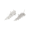 Rhodium Plated 925 Sterling Silver Micro Pave Clear Cubic Zirconia Stud Earring Findings STER-U004-07P-2