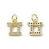 Real 18K Gold Plated Brass Micro Pave Clear Cubic Zirconia Charms KK-E068-VB411-3-1