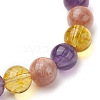 Natural Quartz Crystal & Amethyst & Sunstone Beaded Stretch Bracelets for Women BJEW-TA00552-4