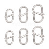 ARRICRAFT 6Pcs 3 Styles Rhodium Plated 925 Sterling Silver S-Hook Clasps FIND-AR0004-44P-1