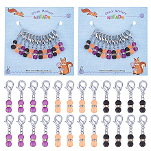 Halloween Theme Glass Beaded Gourd Charm Locking Stitch Markers HJEW-PH01709