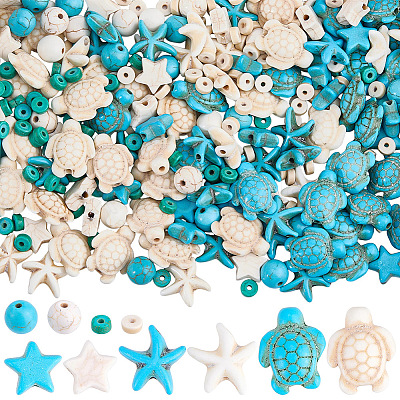 280Pcs 10 Styles Dyed Synthetic Turquoise & Howlite Beads G-SC0003-83-1