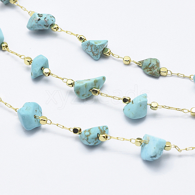 3.28 Feet Handmade Synthetic Turquoise Beaded Chains X-CHC-I026-D-01G-1