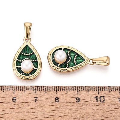 304 Stainless Steel & Enamel & ABS Imitation Pearl Pendants STAS-T072-92A-G-1
