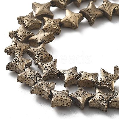 Electroplated Natural Lava Rock Beads Strands G-A251-C01-01B-1