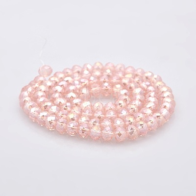 AB Color Plated Faceted Rondelle Electroplate Glass Beads Strands GLAA-A024D-AB05-1