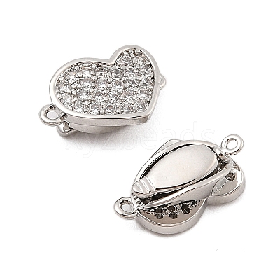 Brass Micro Pave Clear Cubic Zirconia Box Clasps KK-C075-14P-1