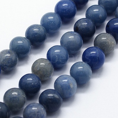 Dyed & Heated Natural Blue Aventurine Beads Strands G-I199-24-6mm-1
