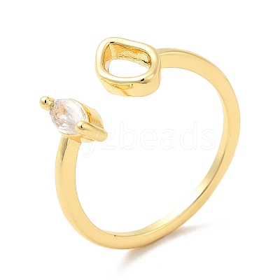 Clear Cubic Zirconia Horse Eye Open Cuff Rings KK-H434-17G-1