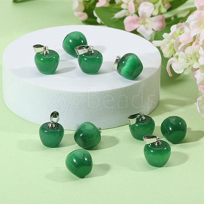 12Pcs Cat Eye Pendants G-CA0001-87-1