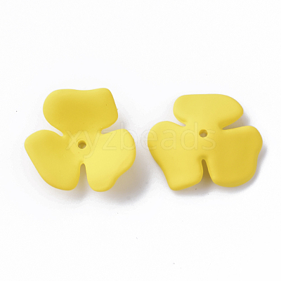 3-Petal Spray Painted Acrylic Bead Caps MACR-N007-01F-1