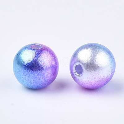 Rainbow ABS Plastic Imitation Pearl Beads OACR-Q174-6mm-06-1