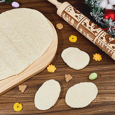 Wood Decorative Pattern Rolling Pin AJEW-WH0596-430B-1