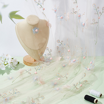 Flower Pattern Polyester Fabrics DIY-WH0622-079-1