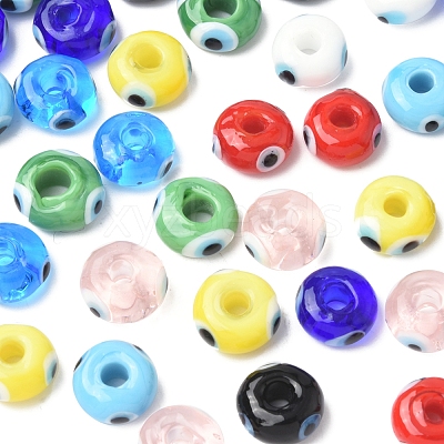 36Pcs 9 Colors Handmade Evil Eye Lampwork Beads LAMP-FS0001-23-1