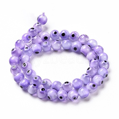 Handmade Evil Eye Lampwork Round Bead Strands LS-LAMP-L055-8mm-21-1