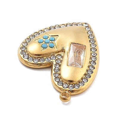 304 Stainless Steel Rhinestone Pendants STAS-R155-035L-G-1