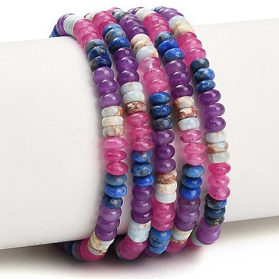 Gradient Color Natural Dyed White Jade & Lapis Lazuli & Synthetic Shoushan Stone Beads Strands GG-CBA1E0E-01C-1