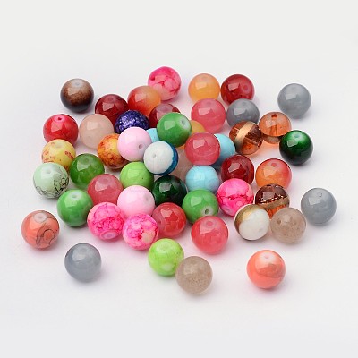 Mixed Style & Mixed Color Round Spray Painted Glass Beads DGLA-X0003-10mm-1