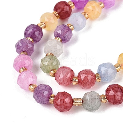 Ombre Effect Dyed Transparent Crackle Glass Beads Strands GLAA-Q111-8MM-M-1