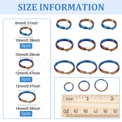 Split Ring 12mm Rainbow Jump Rings Double Loop Connector Ring Key