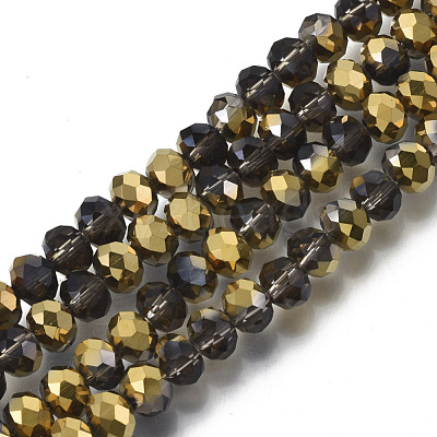 Electroplate Transparent Glass Beads Strands EGLA-A034-T8mm-O22-1