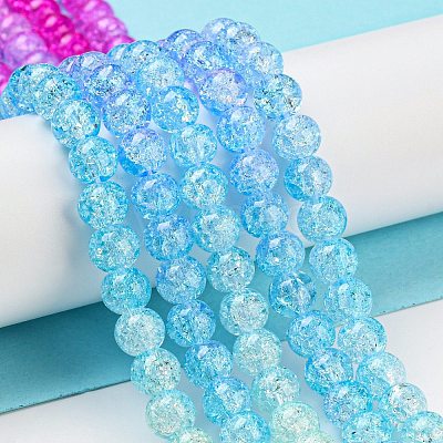 Spray Painted Crackle Glass Beads Strands DGLA-C002-6mm-05-1