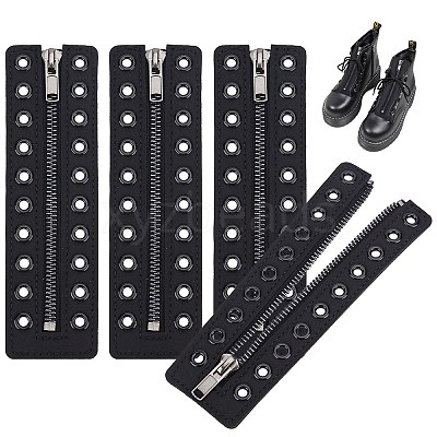 PU Leather Lace-in Boot Zipper Inserts DIY-WH0474-004-1