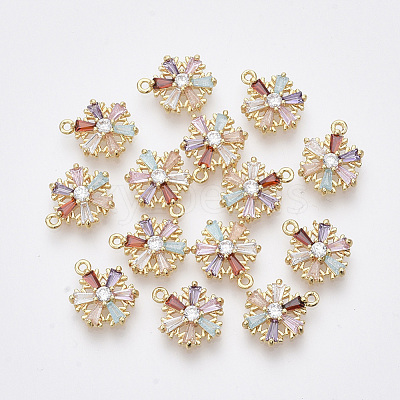 Brass Cubic Zirconia Charms X-KK-Q761-32G-NF-1