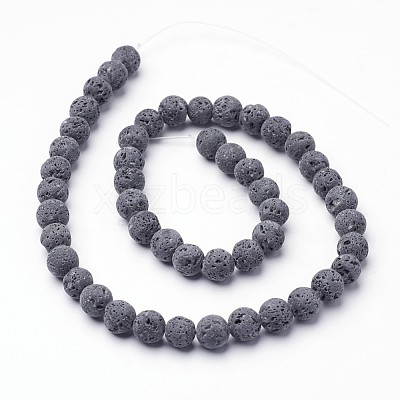 Unwaxed Natural Lava Rock Bead Strands X-G-F309-6mm-1