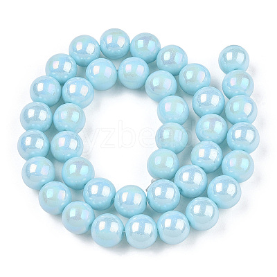 Electroplate Opaque Glass Beads Strands GLAA-T032-P6mm-AB10-1