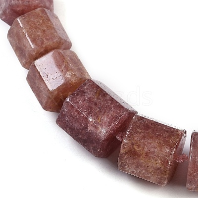 Natural Strawberry Quartz Hexagon Prism Graduated Beaded Necklaces for Women Men NJEW-K388-03U-1