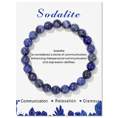 Synthetic Sodalite Beaded Stretch Bracelets PW-WG7FE75-15-1-1