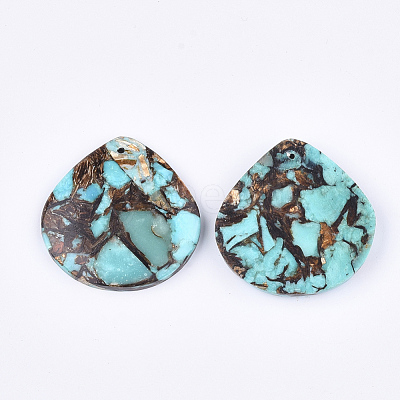 Assembled Natural Bronzite and Synthetic Turquoise Pendants G-S329-046-1