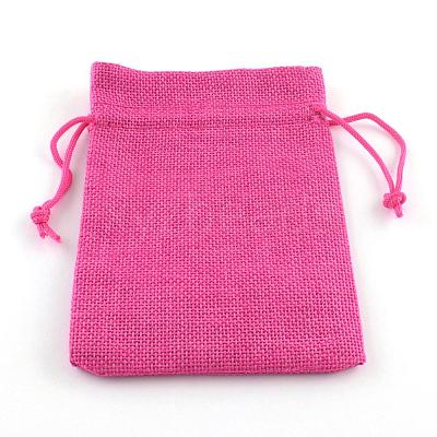 Polyester Imitation Burlap Packing Pouches Drawstring Bags ABAG-R005-18x13-M-1