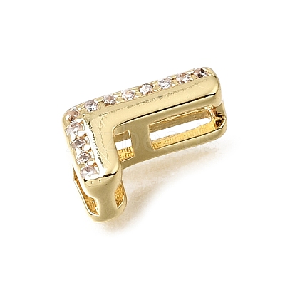 Brass Micro Pave Clear Cubic Zirconia Initial Spacer Bars KK-E802-34G-L-1