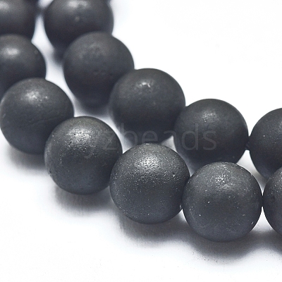 Natural Shungite Beads Strands G-F675-04-8mm-1