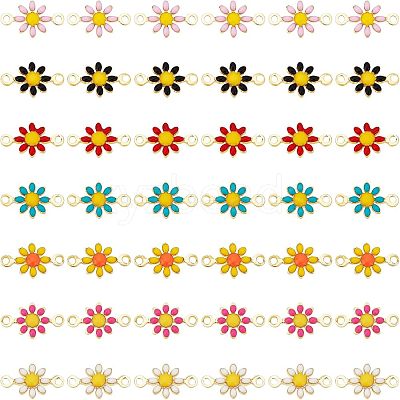 42Pcs 7 Colors Brass Enamel Links Connectors KK-FH0003-09-1