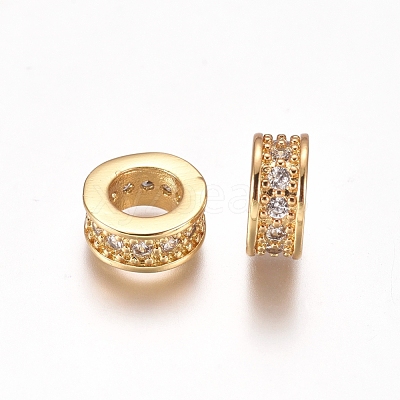 Brass Micro Pave Clear Cubic Zirconia European Beads X-ZIRC-I038-23G-1