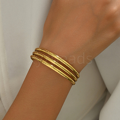 201 Stainless Steel Triple Layer Cuff Bangles RJ3221-4-1