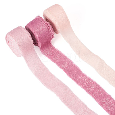 3 Rolls 3 Colors Polyester Frayed Fringe Ribbon OCOR-TA0003-81A-1