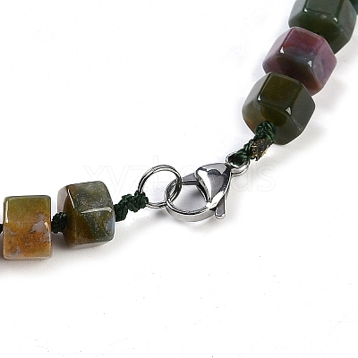Natural Indian Agate Hexagon Prism Graduated Beaded Necklaces for Women Men NJEW-K388-03T-1