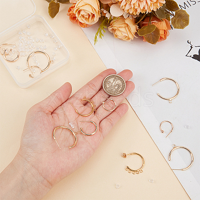16Pcs 4 Style Brass Ring Stud Earring Findings KK-BC0013-48-1