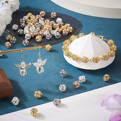 80Pcs 4 Colors Brass Rhinestone Beads KK-TA0002-11C-1