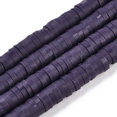 Flat Round Handmade Polymer Clay Bead Spacers CLAY-R067-4.0mm-04-1
