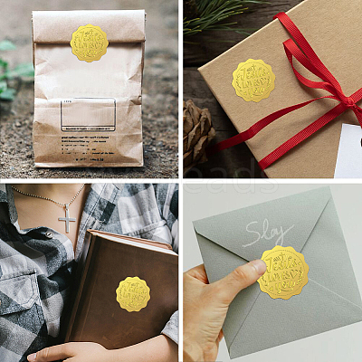 Plastic Self Adhesive Gold Foil Embossed Stickers DIY-WH0211-571-1