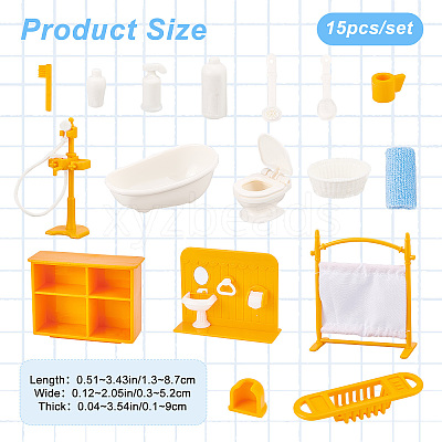 2 Style 2 Style Plastic Dollhouse Kitchen & Bathroom Accessories Set AJEW-CP0005-34-1