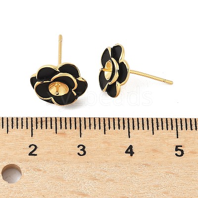Flower Brass & Sterling Silver Pin Stud Earrings KK-M326-22G-1