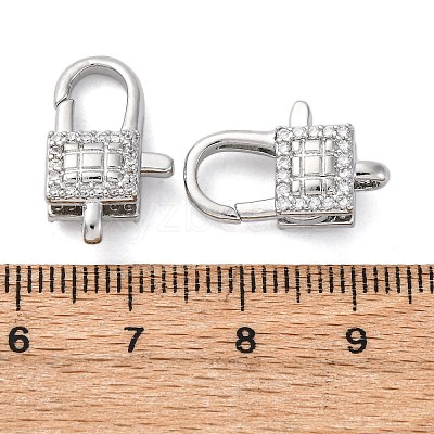 Brass Clear Cubic Zirconia Lobster Claw Clasps KK-Z078-43P-1