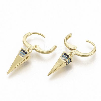 Brass Micro Pave Colorful Cubic Zirconia Dangle Hoop Earrings EJEW-S208-069-1